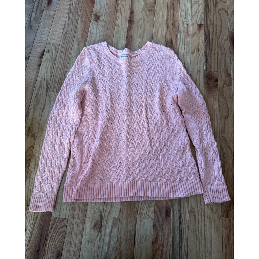 Croft & Barrow Womens Orangish/Pink Knit Cotton Sweater Crewneck Size Medium